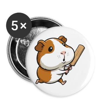 Funny guinea pig with bat cartoon - Buttons large 2.2''/56 mm (5-pack) - white - Front
