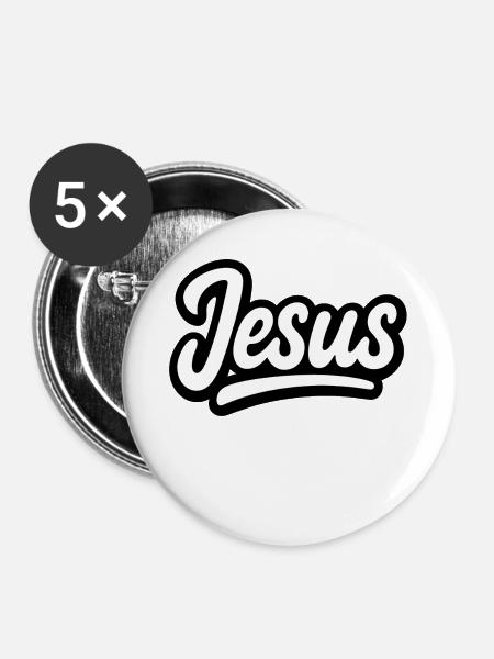 Jesus - Buttons groß 56 mm (5er Pack) - Weiß