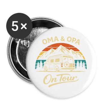 Grand-mère et grand-père en tournée camping-car - Lot de 5 grands badges (56 mm) - blanc - Devant