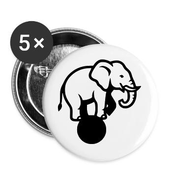 Elefant Ball Zirkus Akrobatik - Buttons groß 56 mm (5er Pack) - Weiß - Vorne
