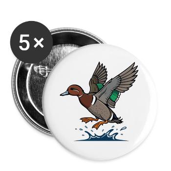 Canard Colvert En Vol Nature Sauvage Étang - Lot de 5 grands badges (56 mm) - blanc - Devant
