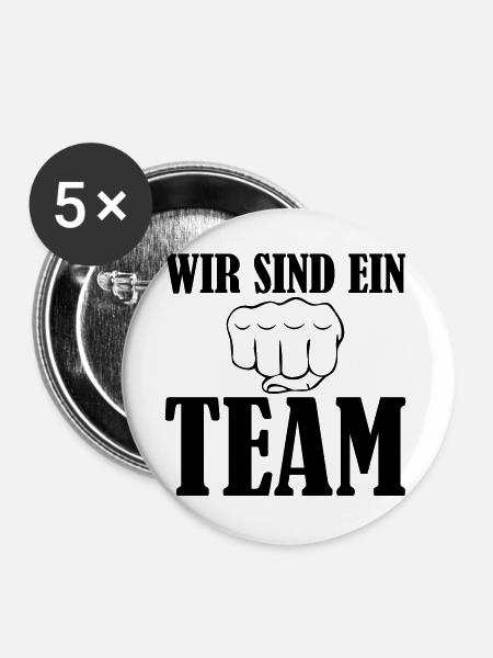 Wir sind ein Team - Buttons groß 56 mm (5er Pack) - Weiß