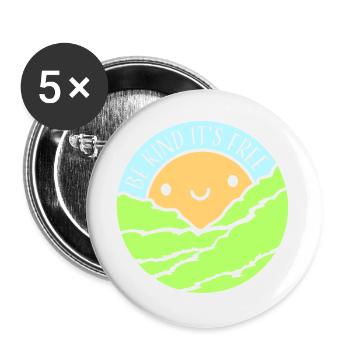 Be Kind It's Free Freundlichkeit Statement Spruch - Buttons groß 56 mm (5er Pack) - Weiß - Vorne