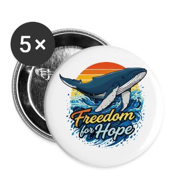 Freedom for Hope - Whale Sundowner - Buttons large 2.2''/56 mm (5-pack) - white - Front