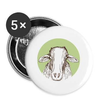 Schaf - Buttons groß 56 mm (5er Pack) - Weiß - Vorne