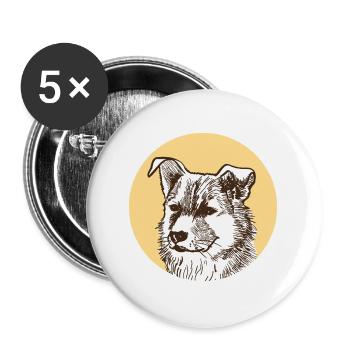 Dog - Buttons large 2.2''/56 mm (5-pack) - white - Front