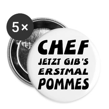 Chef - Buttons groß 56 mm (5er Pack) - Weiß - Vorne