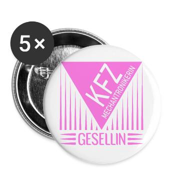 KFZ-Mechatronikerin Gesellin - Buttons groß 56 mm (5er Pack) - Weiß - Vorne