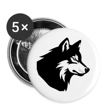 Wolf - Buttons groß 56 mm (5er Pack) - Weiß - Vorne