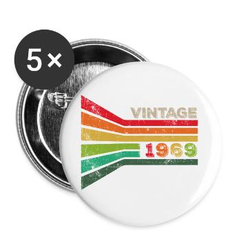 Vintage 1969 - Buttons groß 56 mm (5er Pack) - Weiß - Vorne