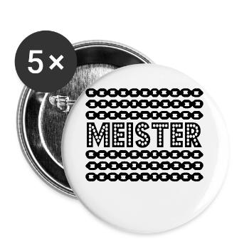Meisterabschluss Meister Ketten - Buttons groß 56 mm (5er Pack) - Weiß - Vorne