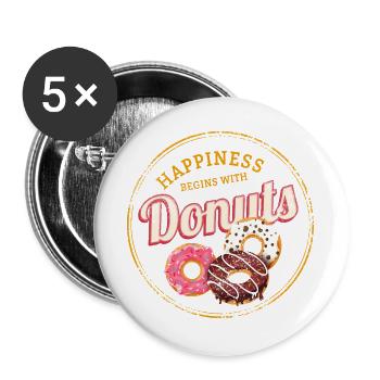Donut Pastry Vintage Cake Doughnut Design - Buttons large 2.2''/56 mm (5-pack) - white - Front