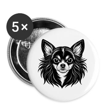 Chihuahua - Lot de 5 grands badges (56 mm) - blanc - Devant