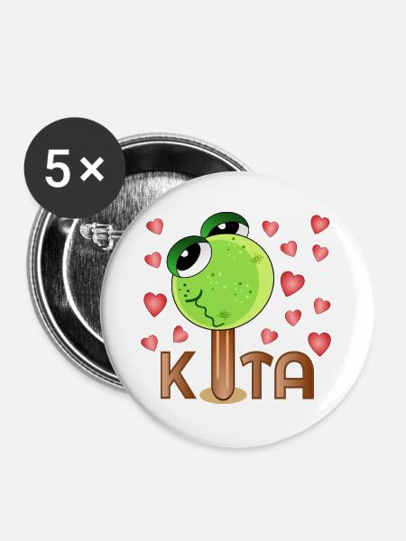 Eiscreme Frosch Kita - Buttons groß 56 mm (5er Pack) - Weiß