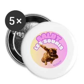 Salut les souris #loulou - Lot de 5 grands badges (56 mm) - blanc - Devant