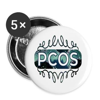 Hormones PCOS - Buttons large 2.2''/56 mm (5-pack) - white - Front