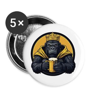 Gorilla Beer Funny - Buttons large 2.2''/56 mm (5-pack) - white - Front