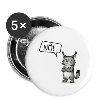 Nö! Luchs – Sturer Pinselohr sagt Nein - Buttons groß 56 mm (5er Pack) - Weiß - Vorne