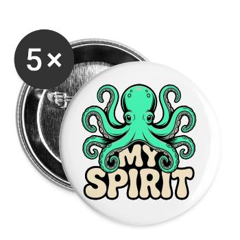 Octopus Spirit - Buttons large 2.2''/56 mm (5-pack) - white - Front