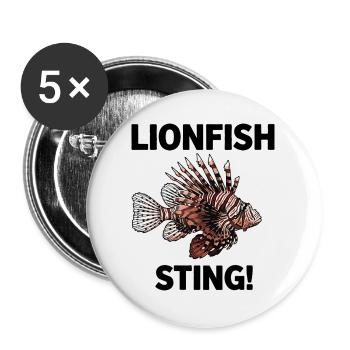 Lionfish Danger Sting Flying Lionfish Black - Buttons large 2.2''/56 mm (5-pack) - white - Front