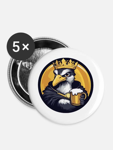 Strauß Bier Lustig - Buttons groß 56 mm (5er Pack) - Weiß