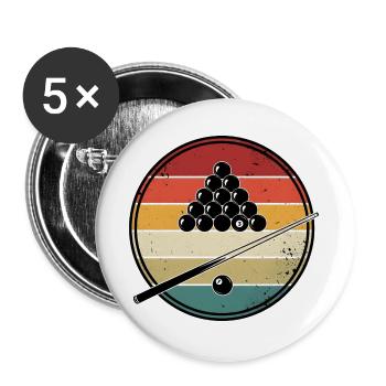 Vintage-Retro-Billardspieler-Geschenk - Buttons groß 56 mm (5er Pack) - Weiß - Vorne