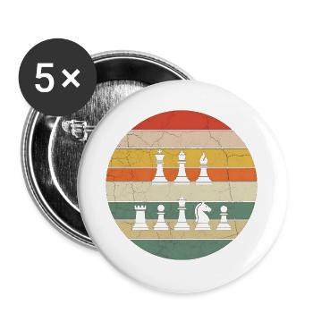  Cadeau joueur d'échecs Humour échecs - Lot de 5 grands badges (56 mm) - blanc - Devant