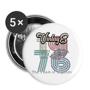 Vintage 1976 - Buttons groß 56 mm (5er Pack) - Weiß - Vorne