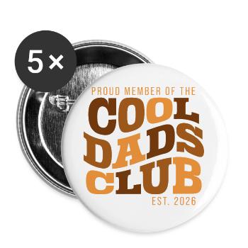 Cool Dads Club - Dad 2026 Gift - Buttons large 2.2''/56 mm (5-pack) - white - Front