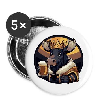 Moose Beer Funny - Buttons large 2.2''/56 mm (5-pack) - white - Front