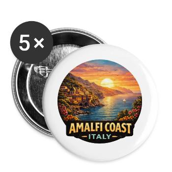 Vacances au coucher du soleil sur la côte amalfitaine, Italie - Lot de 5 grands badges (56 mm) - blanc - Devant