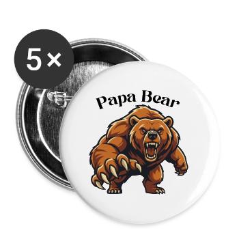 Papa Bear Shirt – Strong Dad Protector Father Tee - Buttons large 2.2''/56 mm (5-pack) - white - Front