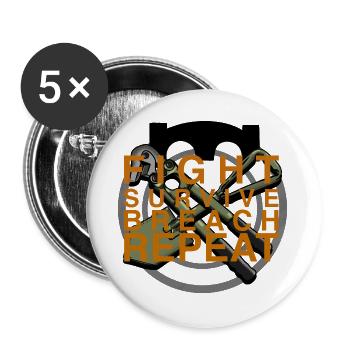 Fight Survival Break Repeat - Buttons large 2.2''/56 mm (5-pack) - white - Front