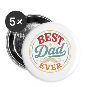 World's Best Dad Original Gift Humor - Buttons large 2.2''/56 mm (5-pack) - white - Front