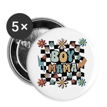Mère mère à motif floral de garçon grossesse - Lot de 5 grands badges (56 mm) - blanc - Devant
