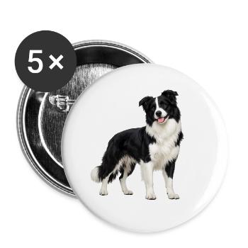 Black and White Border Collie - Buttons large 2.2''/56 mm (5-pack) - white - Front