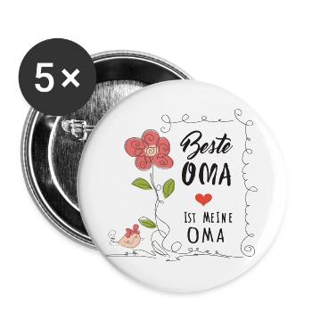Beste Oma – Ist Meine Oma - Buttons groß 56 mm (5er Pack) - Weiß - Vorne