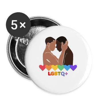 Pride Love Couple LGBTQ+ Hearts Design - Buttons groß 56 mm (5er Pack) - Weiß - Vorne