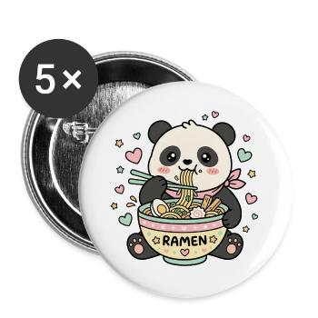 Kawaii Panda Ramen - Buttons large 2.2''/56 mm (5-pack) - white - Front