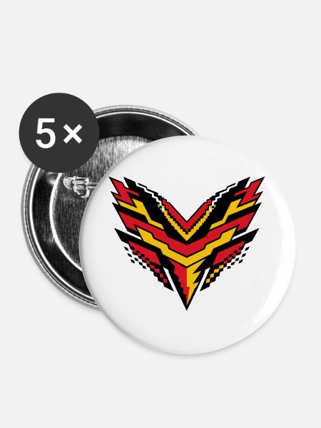 V-Pixelsturm Kontrast-Logo - Buttons groß 56 mm (5er Pack) - Weiß