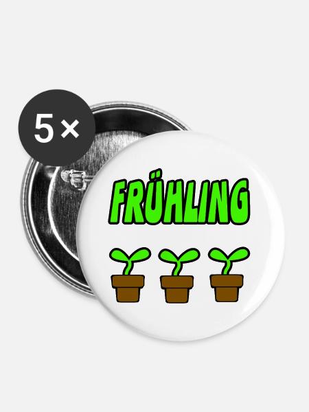Frühling - Buttons groß 56 mm (5er Pack) - Weiß