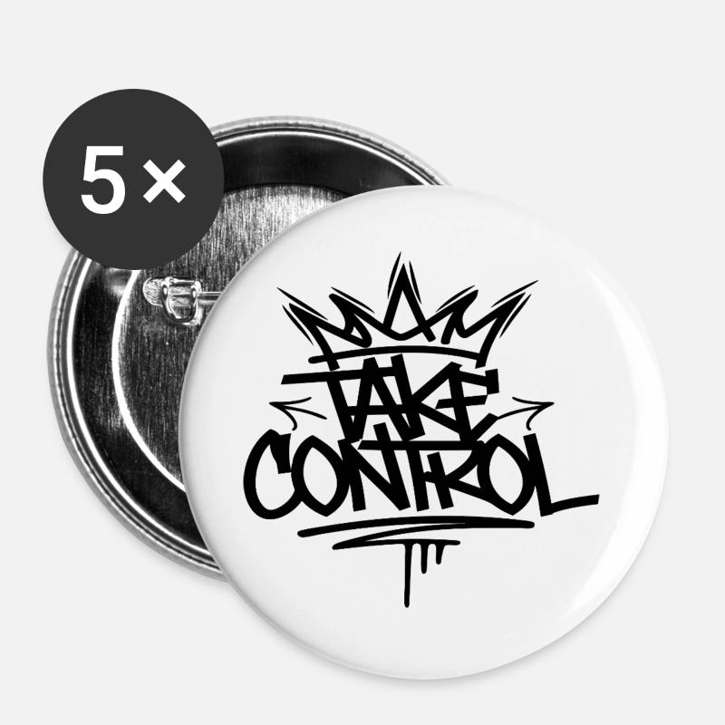 Take Control Graffiti T-shirt Design - Buttons large 2.2''/56 mm (5-pack) - white