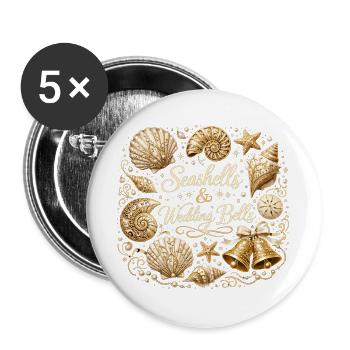 Seashells & Wedding Bells – Maritime Bachelor Party - Buttons large 2.2''/56 mm (5-pack) - white - Front
