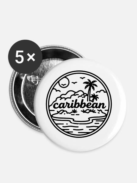 Karibische Inseln - Buttons groß 56 mm (5er Pack) - Weiß