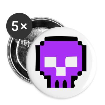 Pixel Totenkopf Game Over - Buttons groß 56 mm (5er Pack) - Weiß - Vorne