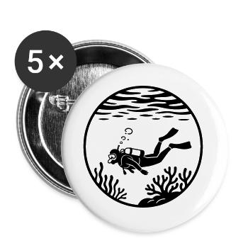 Tauchen - Buttons groß 56 mm (5er Pack) - Weiß - Vorne