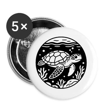 Sea Turtle - Buttons large 2.2''/56 mm (5-pack) - white - Front
