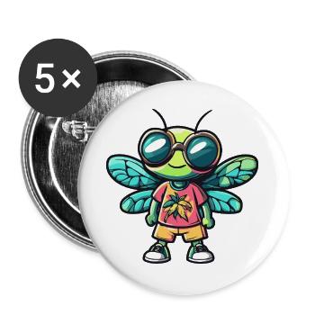 Vacances de bandes dessinées Dragonfly - Lot de 5 grands badges (56 mm) - blanc - Devant