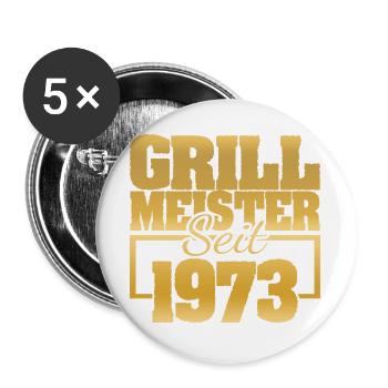 Barbecue 1973 - Lot de 5 grands badges (56 mm) - blanc - Devant