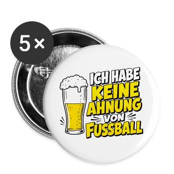 Keine Ahnung von Fußball Bier - Buttons groß 56 mm (5er Pack) - Weiß - Vorne